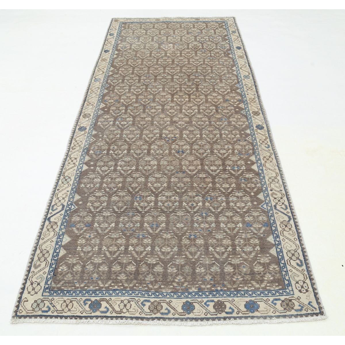 Vintage 4x10 Handmade Double Knotted Washable Wool Runner - Soft Hues