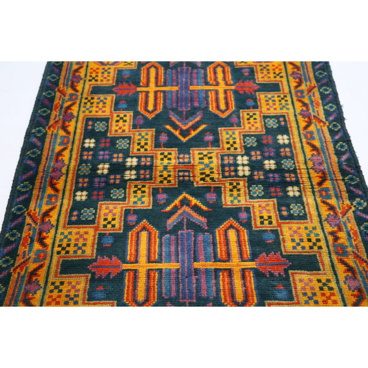 Revival 3x6 Handmade Double Knotted Washable Wool Rug - Colorful