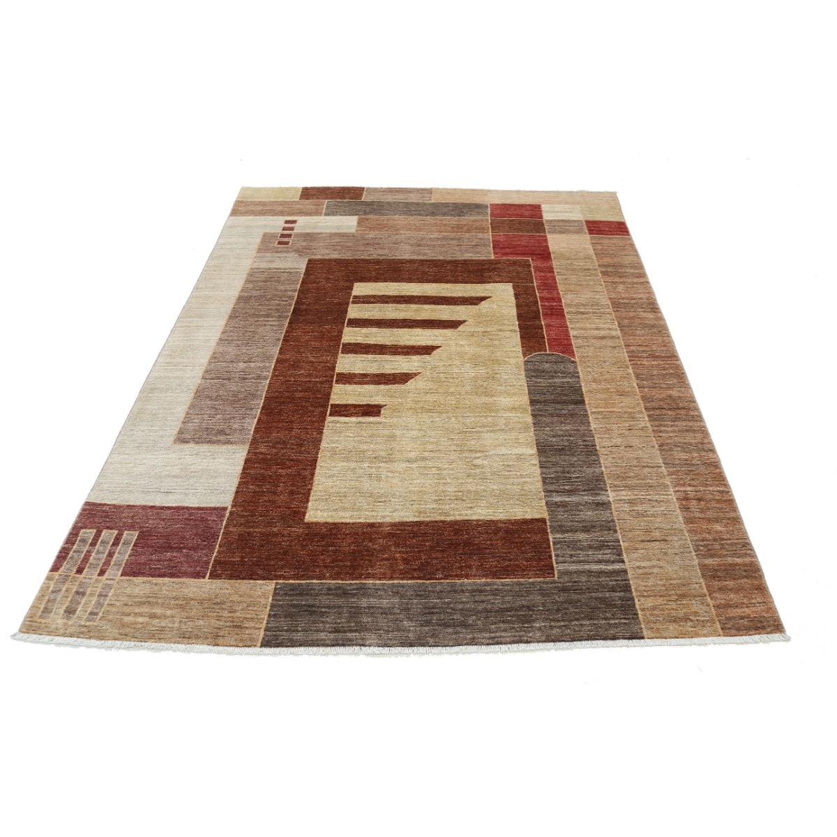 Modcar 6x8 Handmade Double Knotted Washable Wool Rug - Colorful