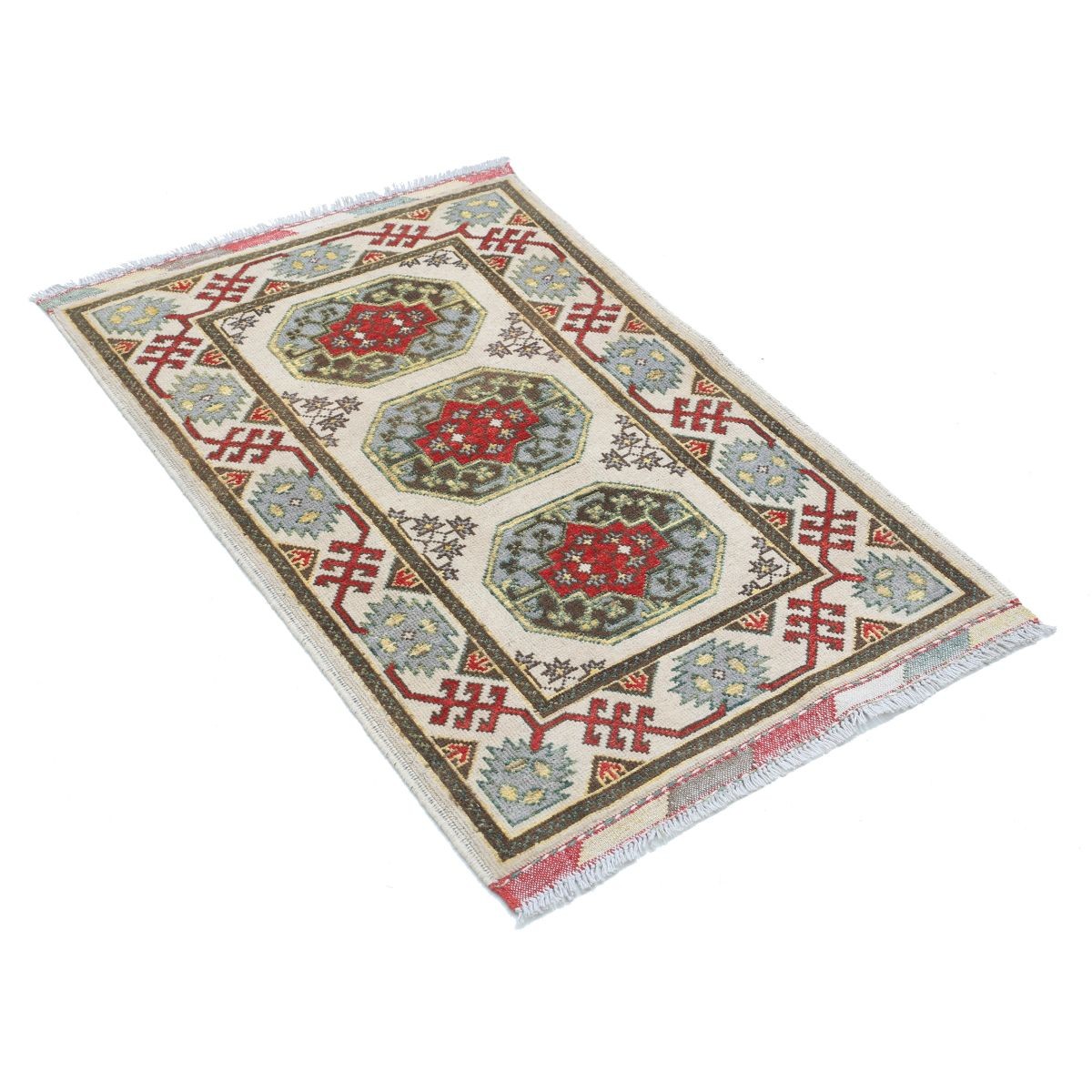 Revival 2x4 Handmade Double Knotted Washable Wool Rug - Colorful