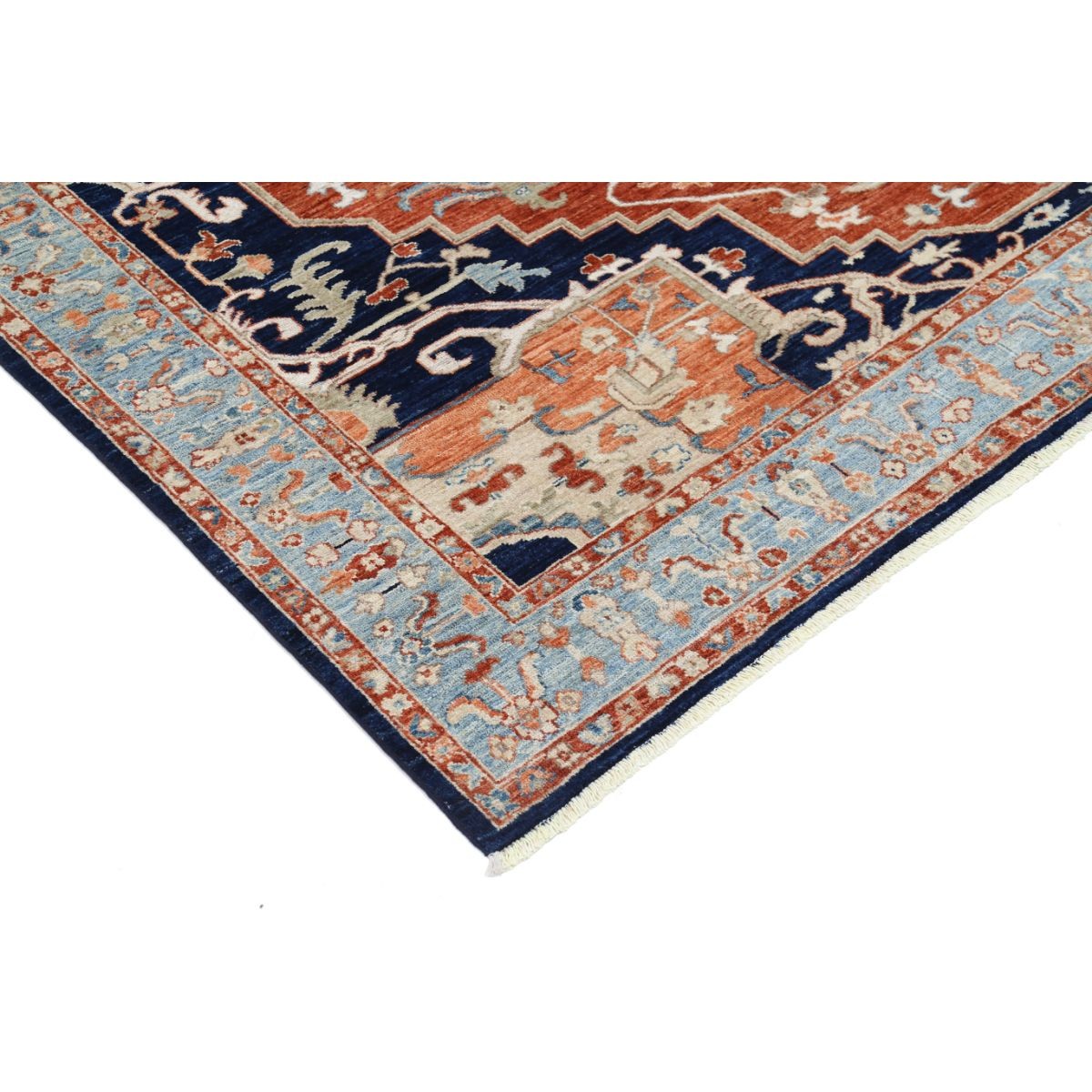 Heriz 8x10 Handmade Double Knotted Washable Wool Rug - Colorful