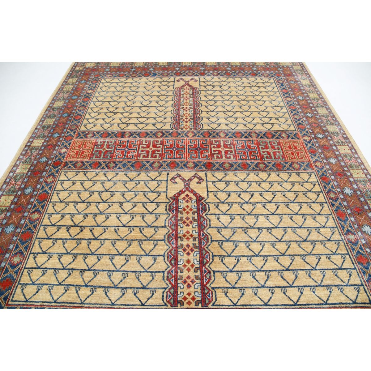 Revival 8x10 Handmade Double Knotted Washable Wool Rug - Colorful
