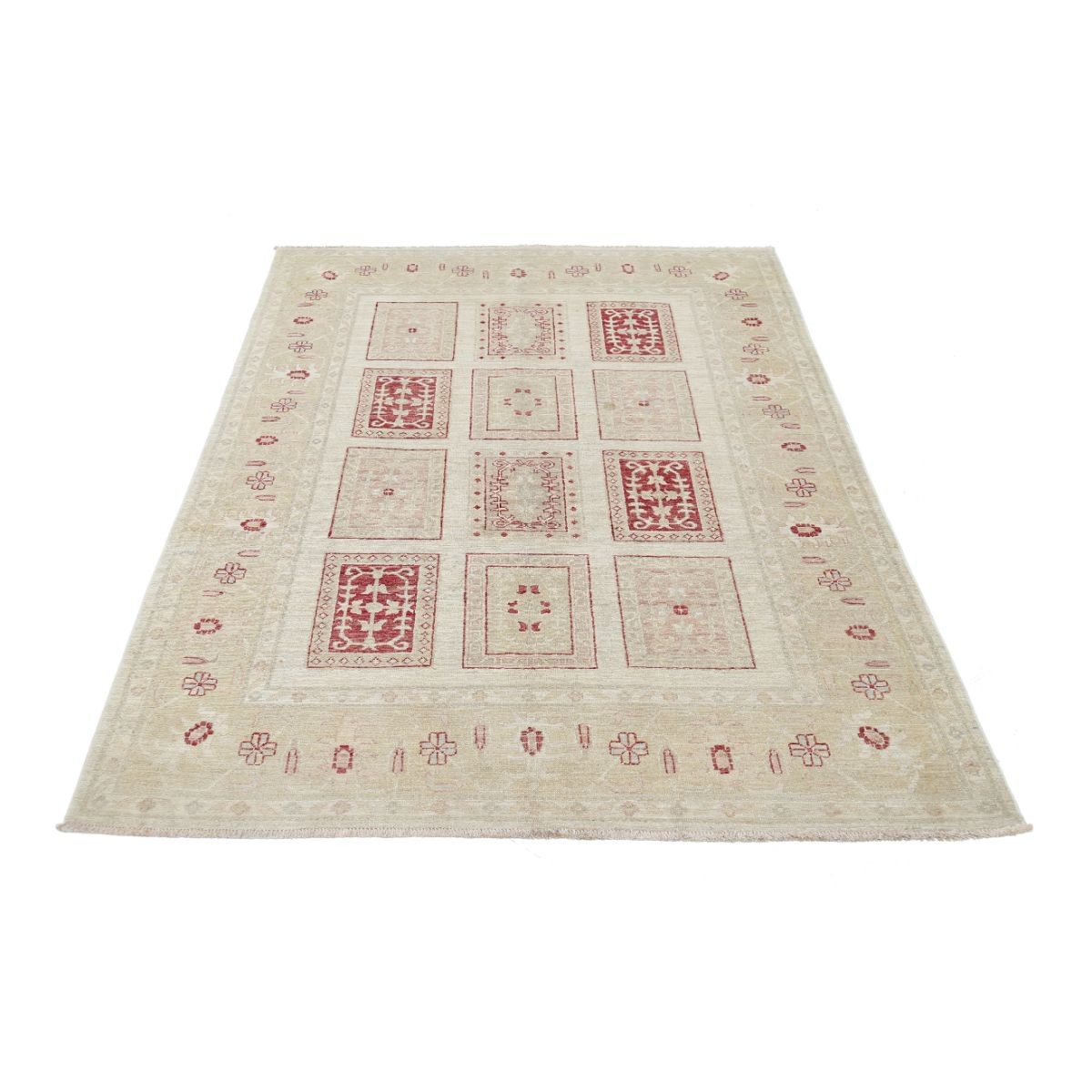 Bakhtiari 5x6 Handmade Double Knotted Washable Wool Rug - Soft Hues