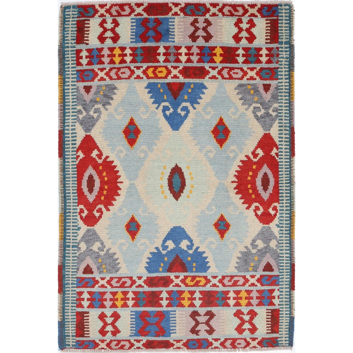 Revival 3x4 Handmade Double Knotted Washable Wool Rug - Colorful