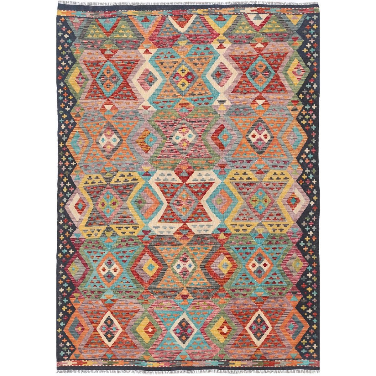 Maimana 6x8 Hand Woven Washable Wool Rug - Colorful