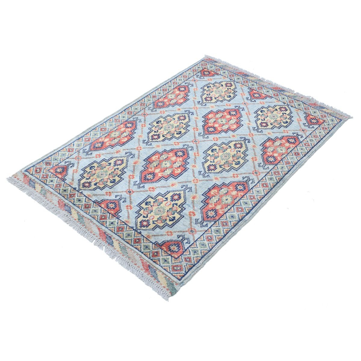 Revival 3x4 Handmade Double Knotted Washable Wool Rug - Colorful