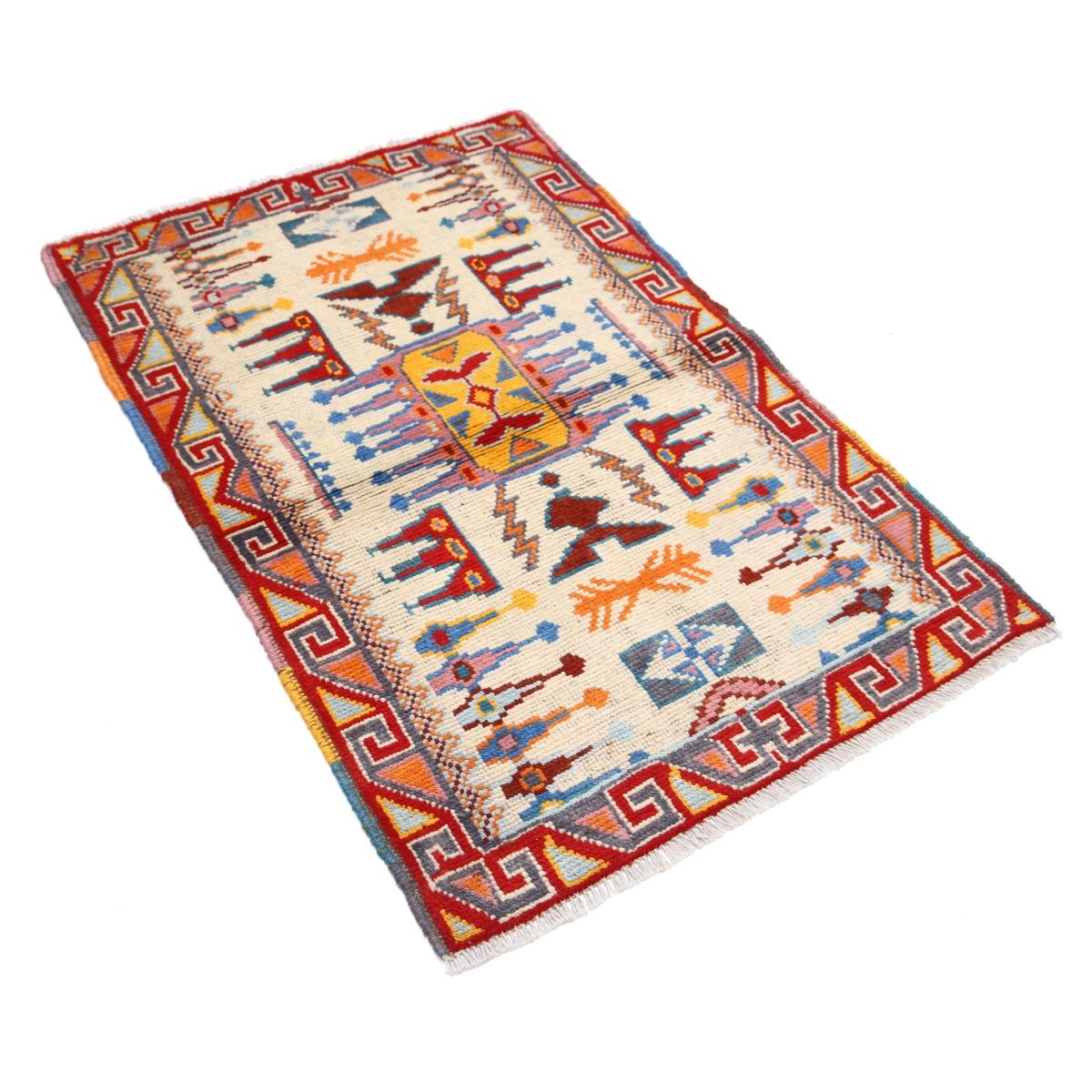 Revival 3x4 Handmade Double Knotted Washable Wool Rug - Colorful