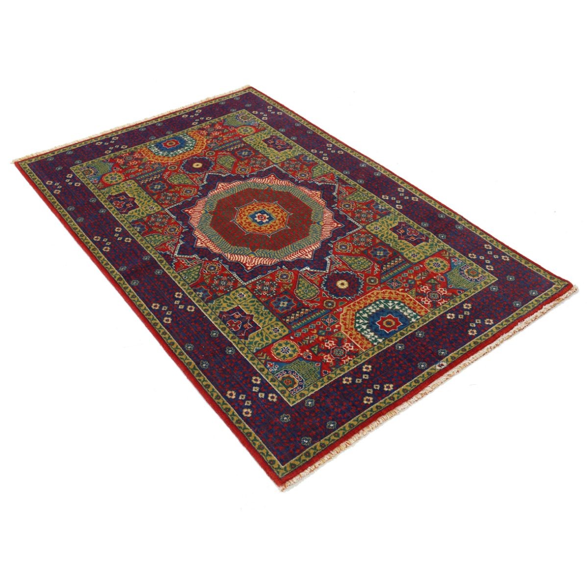 Gulshan-3'10" 4x6 Machine-Made Washable Wool Rug - Colorful