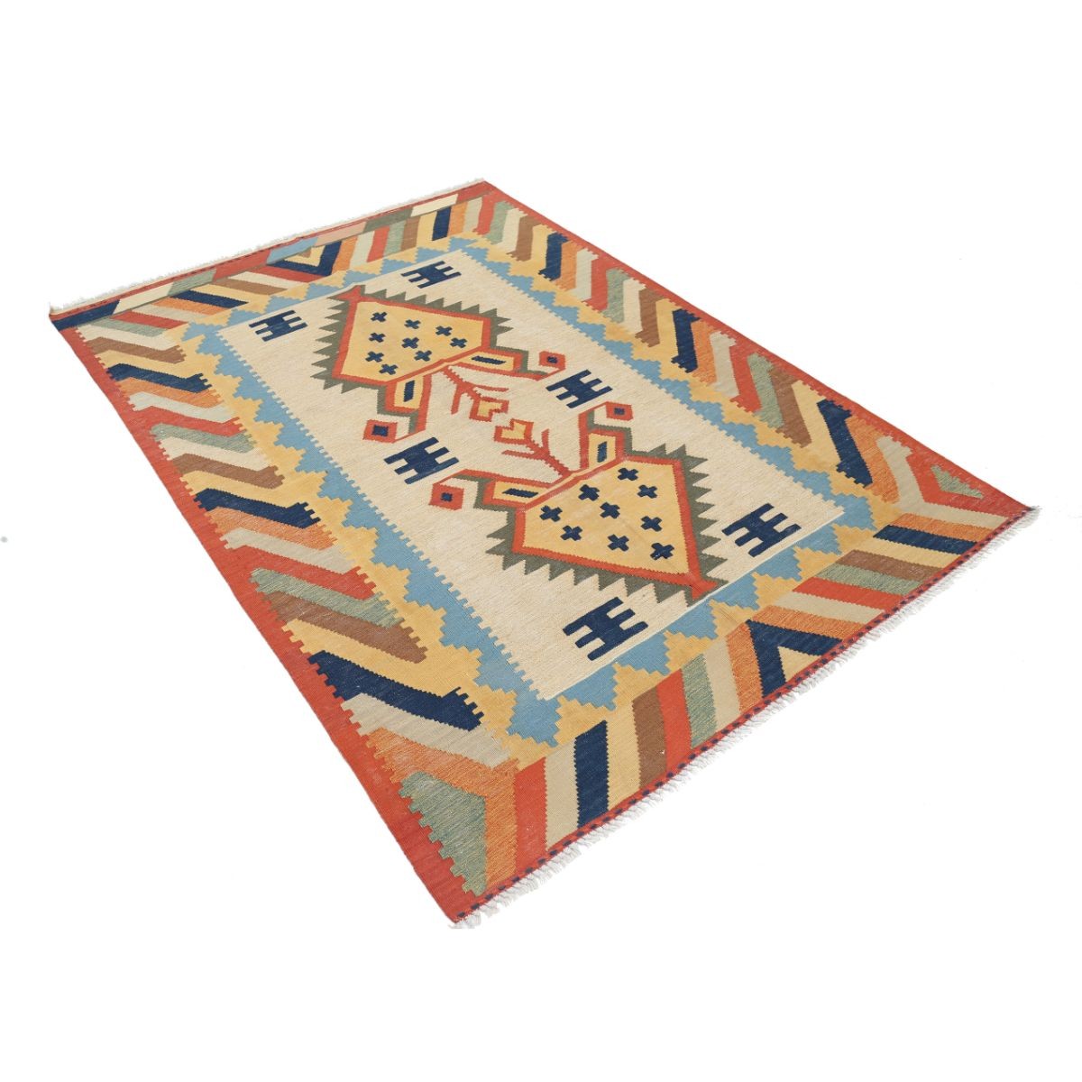 Kafkaas 5x7 Hand Woven Washable Wool Rug - Colorful