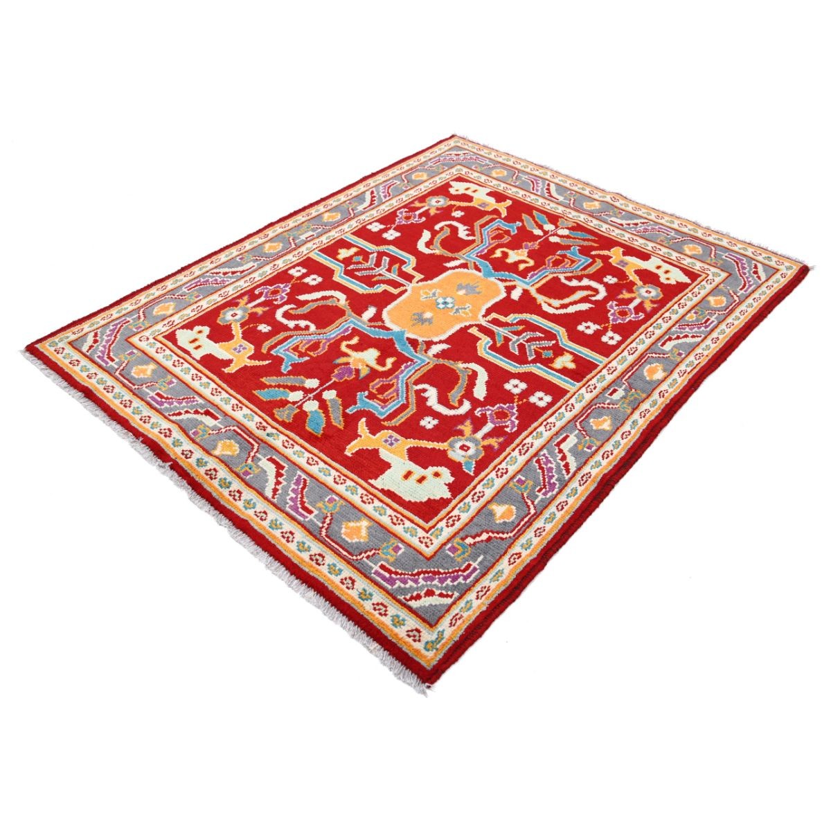 Revival 5x6 Handmade Double Knotted Washable Wool Rug - Colorful