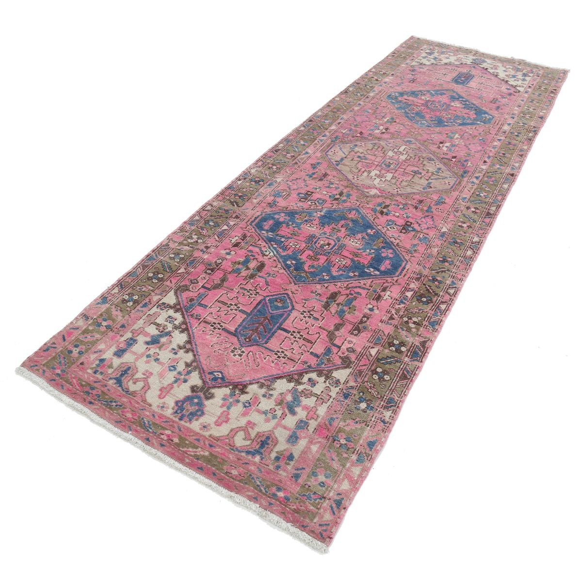 Vintage 4x11 Handmade Double Knotted Washable Wool Runner - Soft Hues