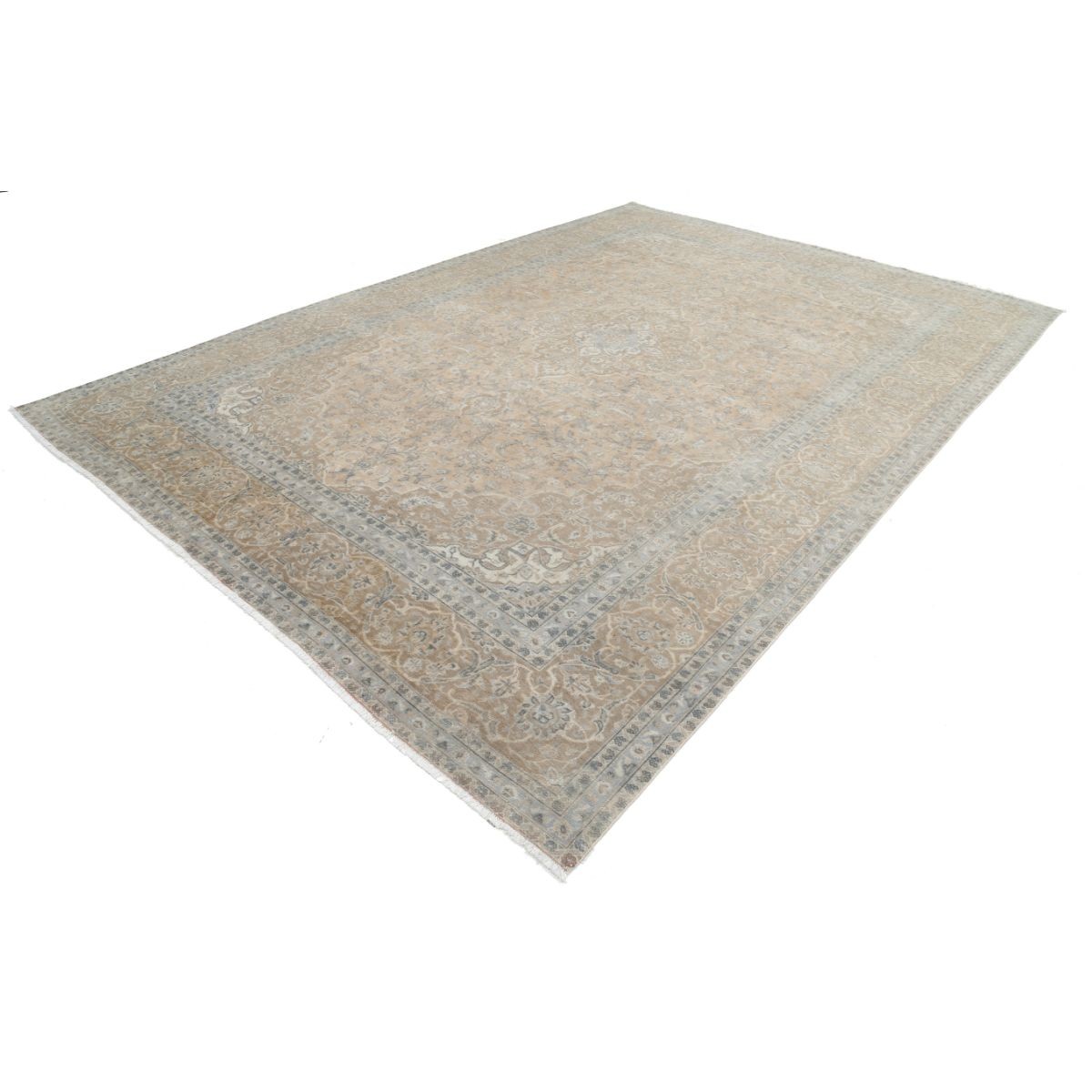 Vintage 10x14 Handmade Double Knotted Washable Wool Rug - Soft Hues