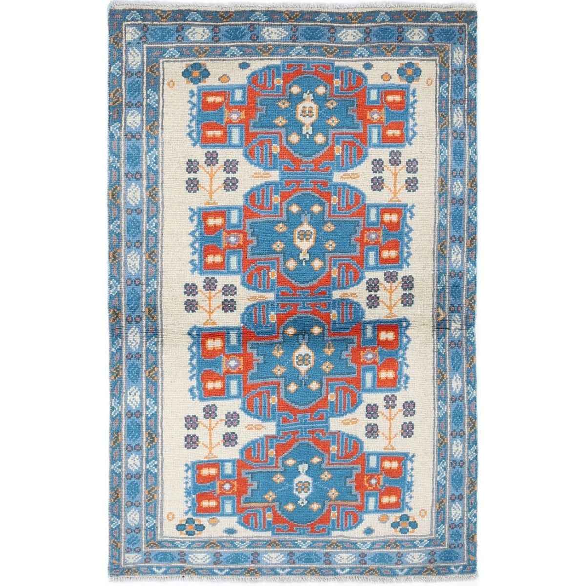 Revival 3x5 Handmade Double Knotted Washable Wool Rug - Colorful