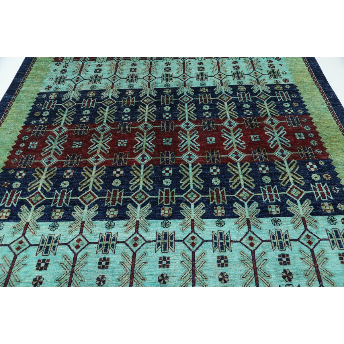 Modcar 8x10 Handmade Double Knotted Washable Wool Rug - Colorful