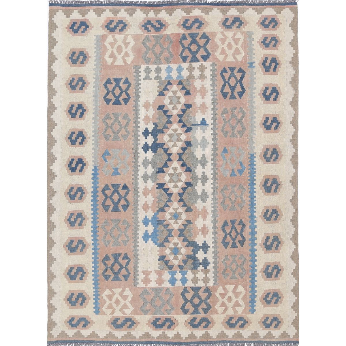 Kafkaas 5x7 Hand Woven Washable Wool Rug - Soft Hues