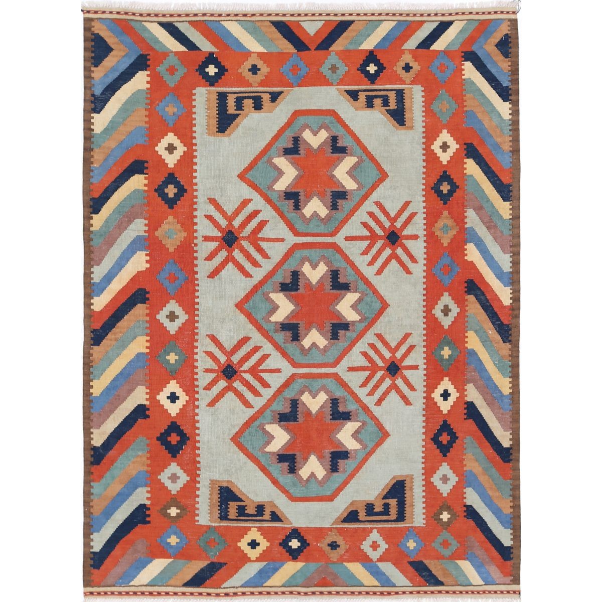 Kafkaas 5x7 Hand Woven Washable Wool Rug - Colorful