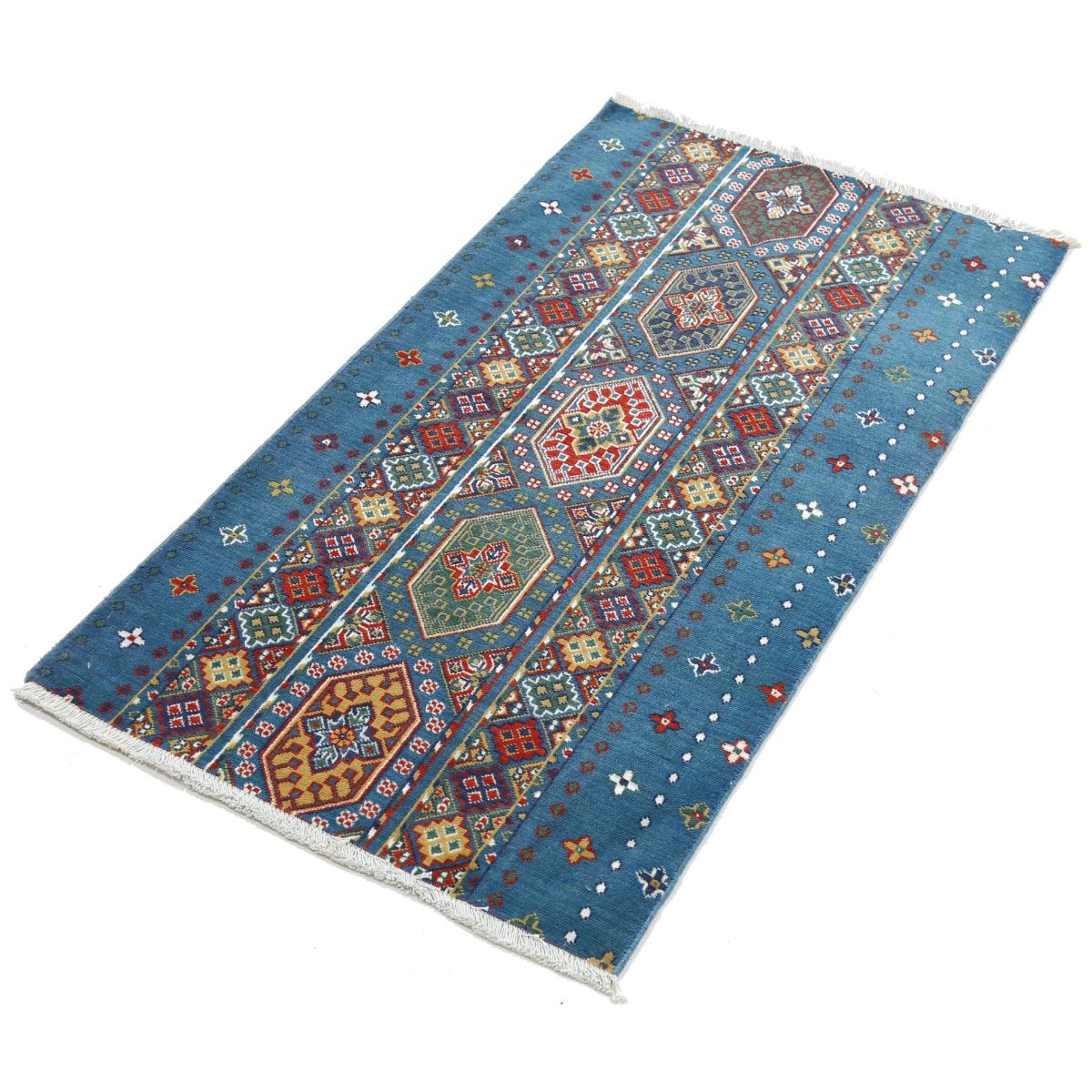 Gulshan 2x4 Machine-Made Washable Wool Rug - Colorful