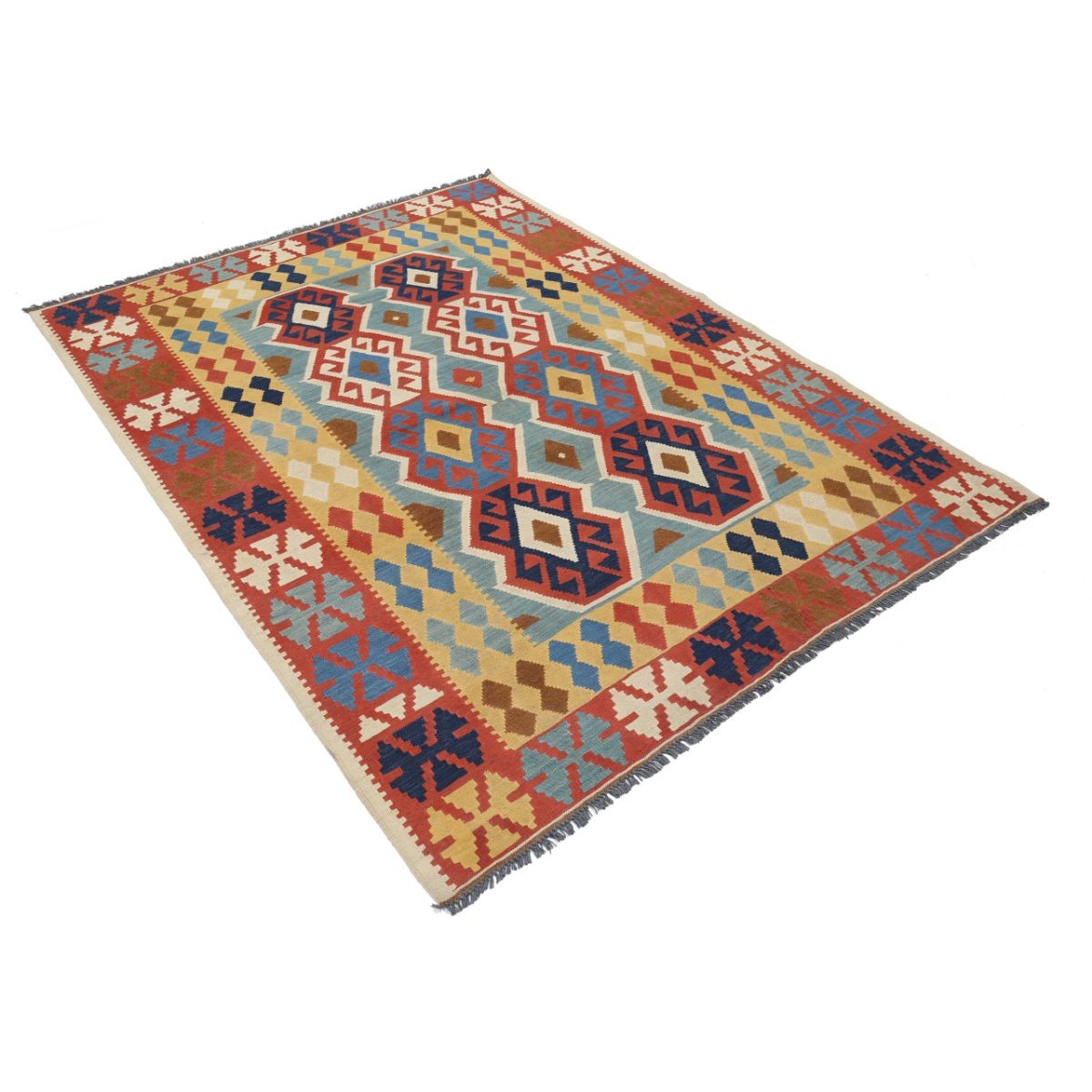 Kafkaas 5x7 Hand Woven Washable Wool Rug - Colorful