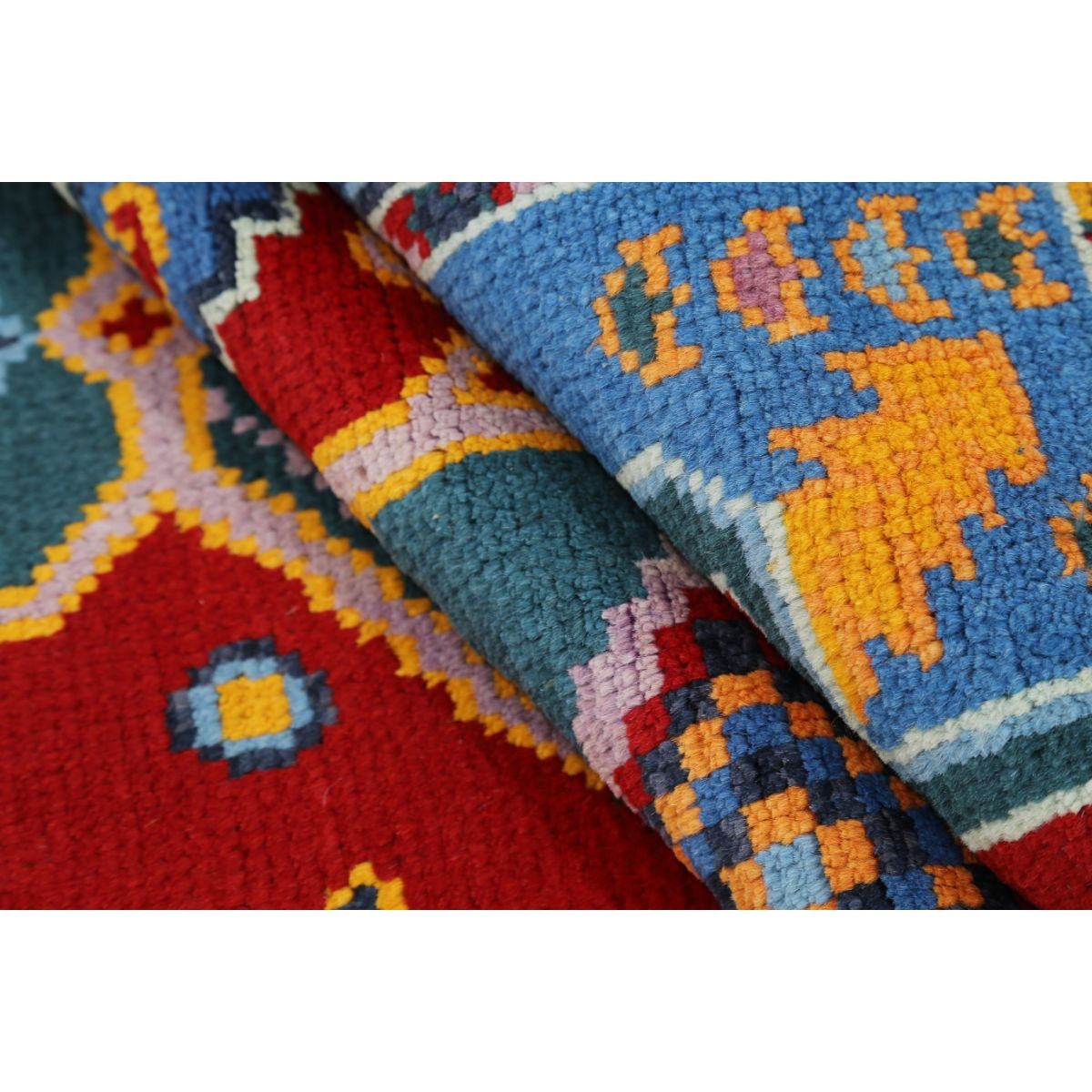 Revival 4x5 Handmade Double Knotted Washable Wool Rug - Colorful