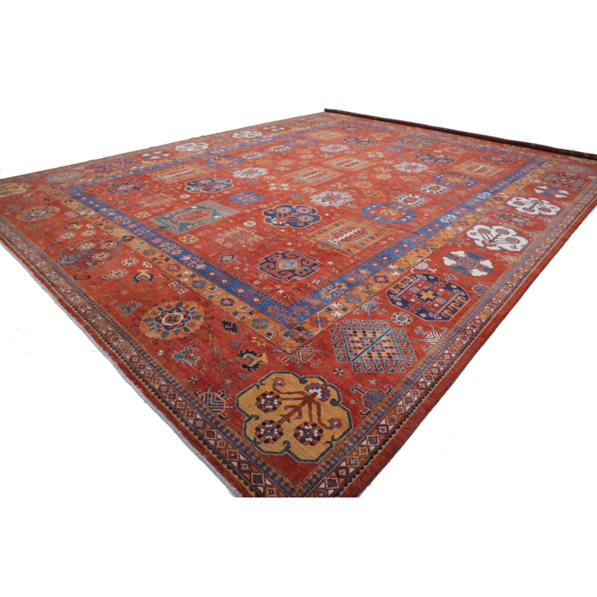 Humna 17x22 Handmade Double Knotted Washable Wool Rug - Colorful