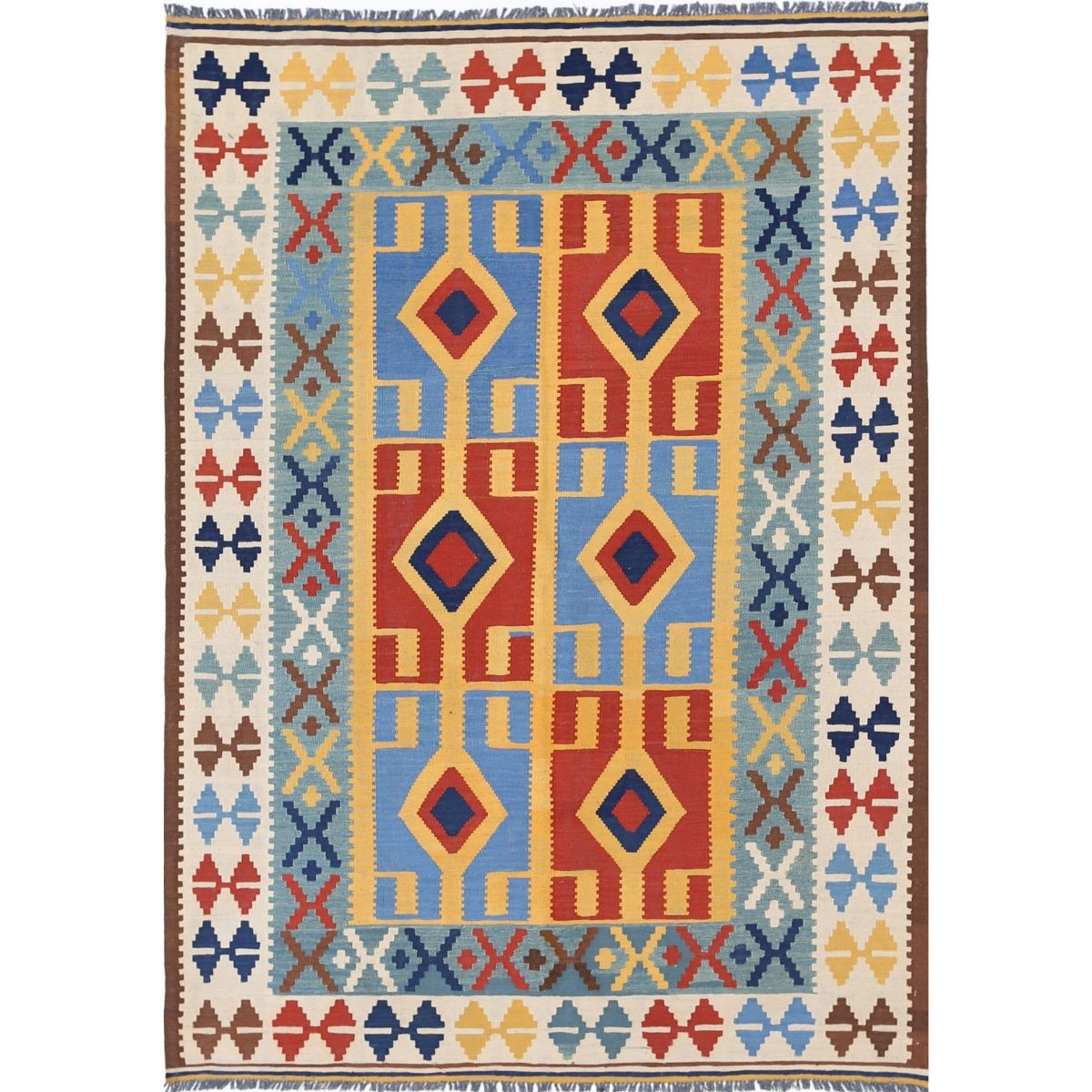 Kafkaas 5x7 Hand Woven Washable Wool Rug - Colorful