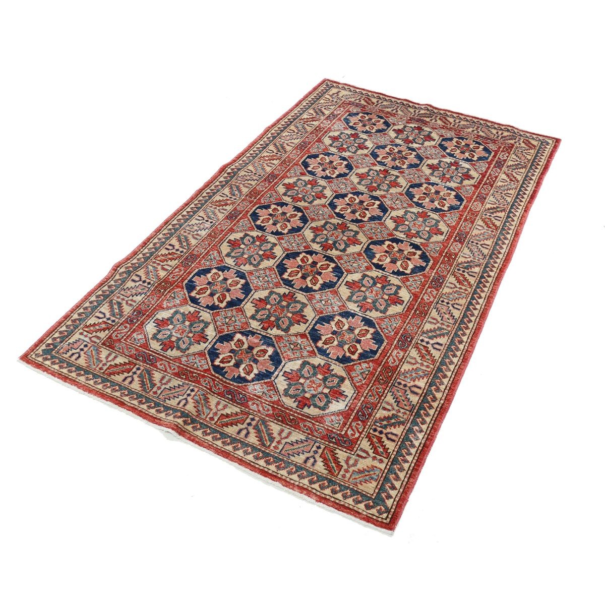 Kazak 4x6 Handmade Double Knotted Washable Wool Rug - Colorful