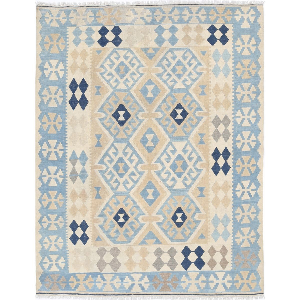 Kafkaas 5x7 Hand Woven Washable Wool Rug - Soft Hues