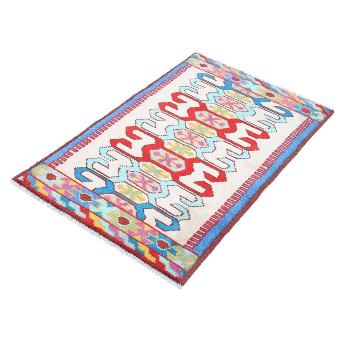 Revival 3x4 Handmade Double Knotted Washable Wool Rug - Colorful