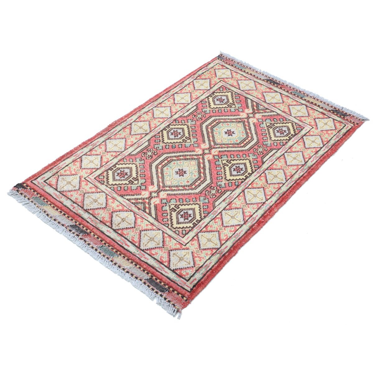 Revival 2x3 Handmade Double Knotted Washable Wool Rug - Colorful