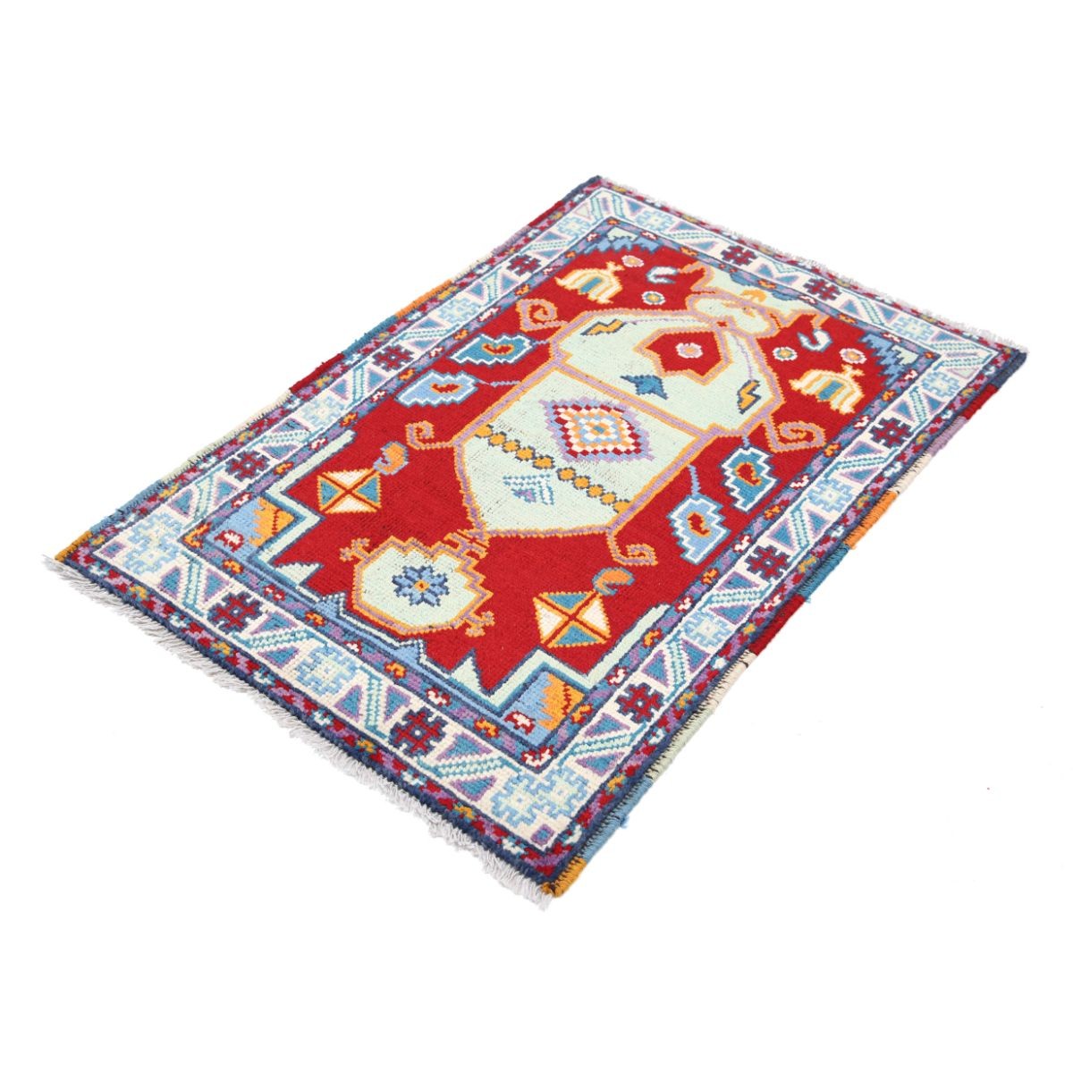 Revival 3x4 Handmade Double Knotted Washable Wool Rug - Colorful