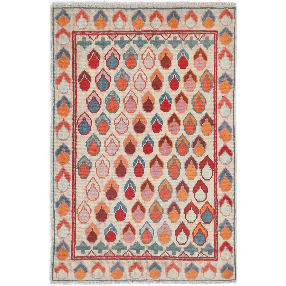 Revival 3x4 Handmade Double Knotted Washable Wool Rug - Colorful