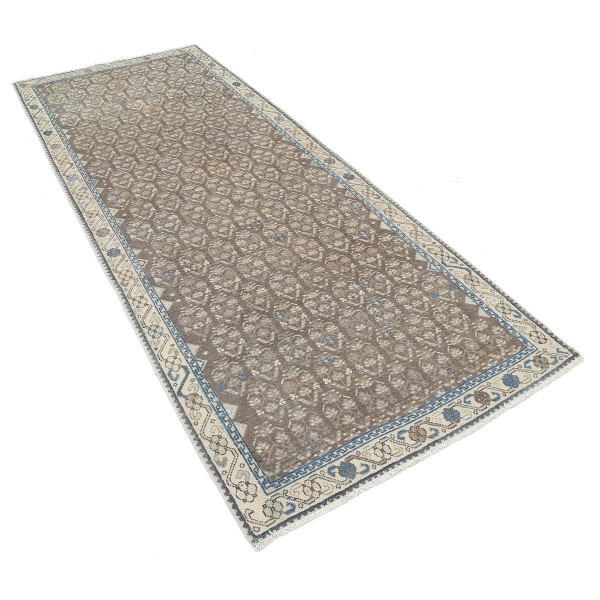 Vintage 4x10 Handmade Double Knotted Washable Wool Runner - Soft Hues
