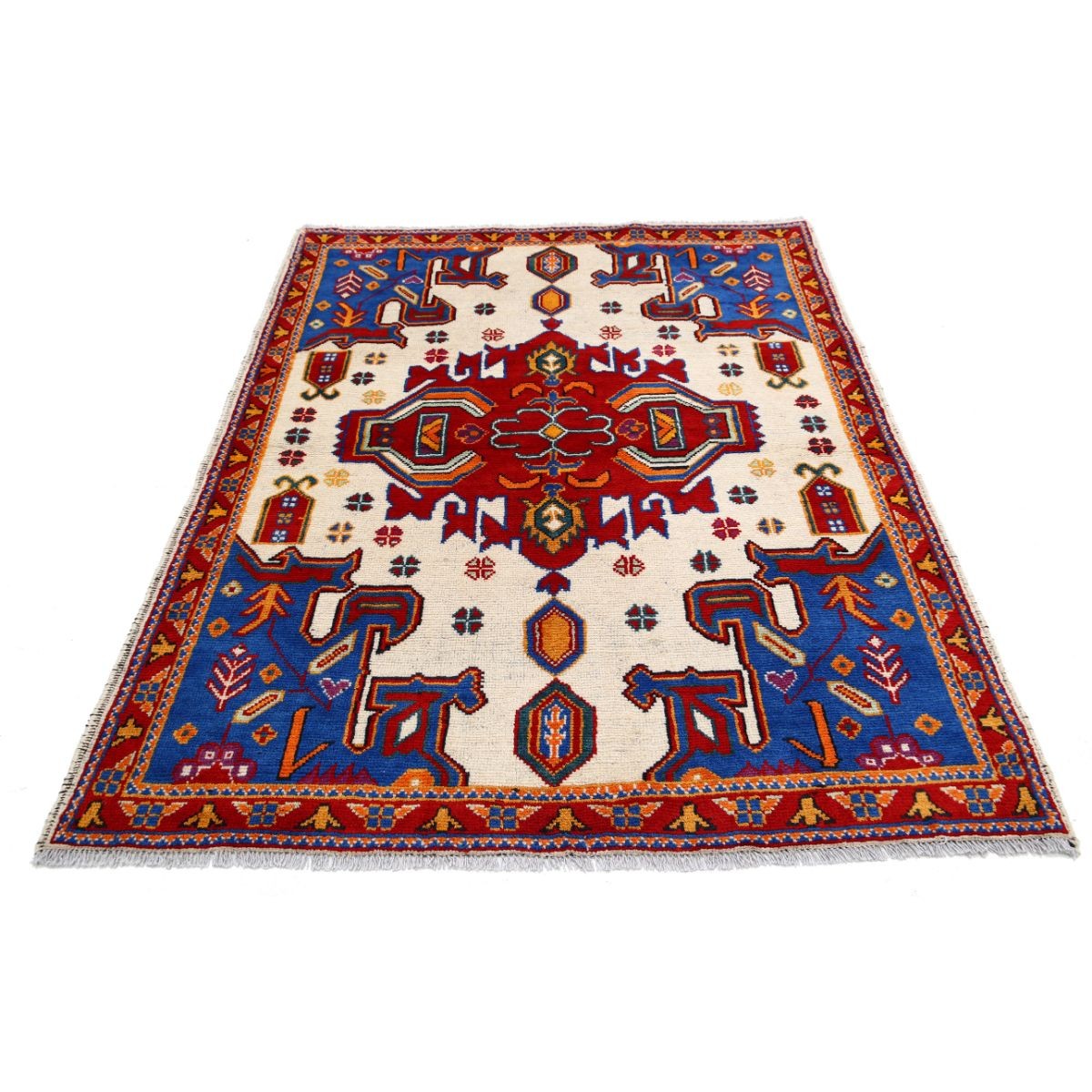Revival 5x7 Handmade Double Knotted Washable Wool Rug - Colorful