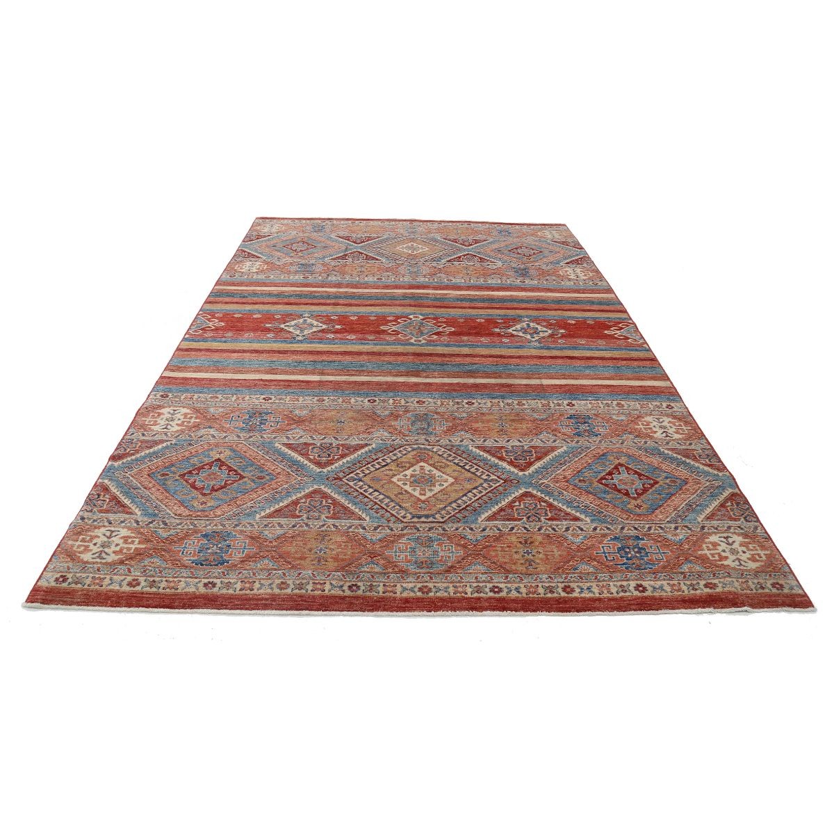 Khurjeen 7x10 Hand-Knotted Washable Wool Rug - Colorful