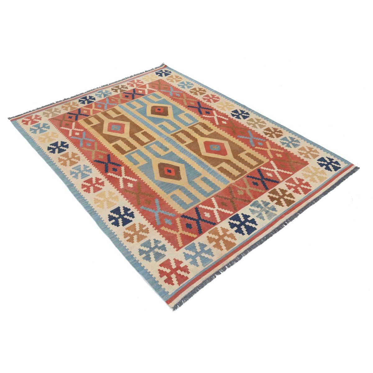 Kafkaas 5x7 Hand Woven Washable Wool Rug - Colorful