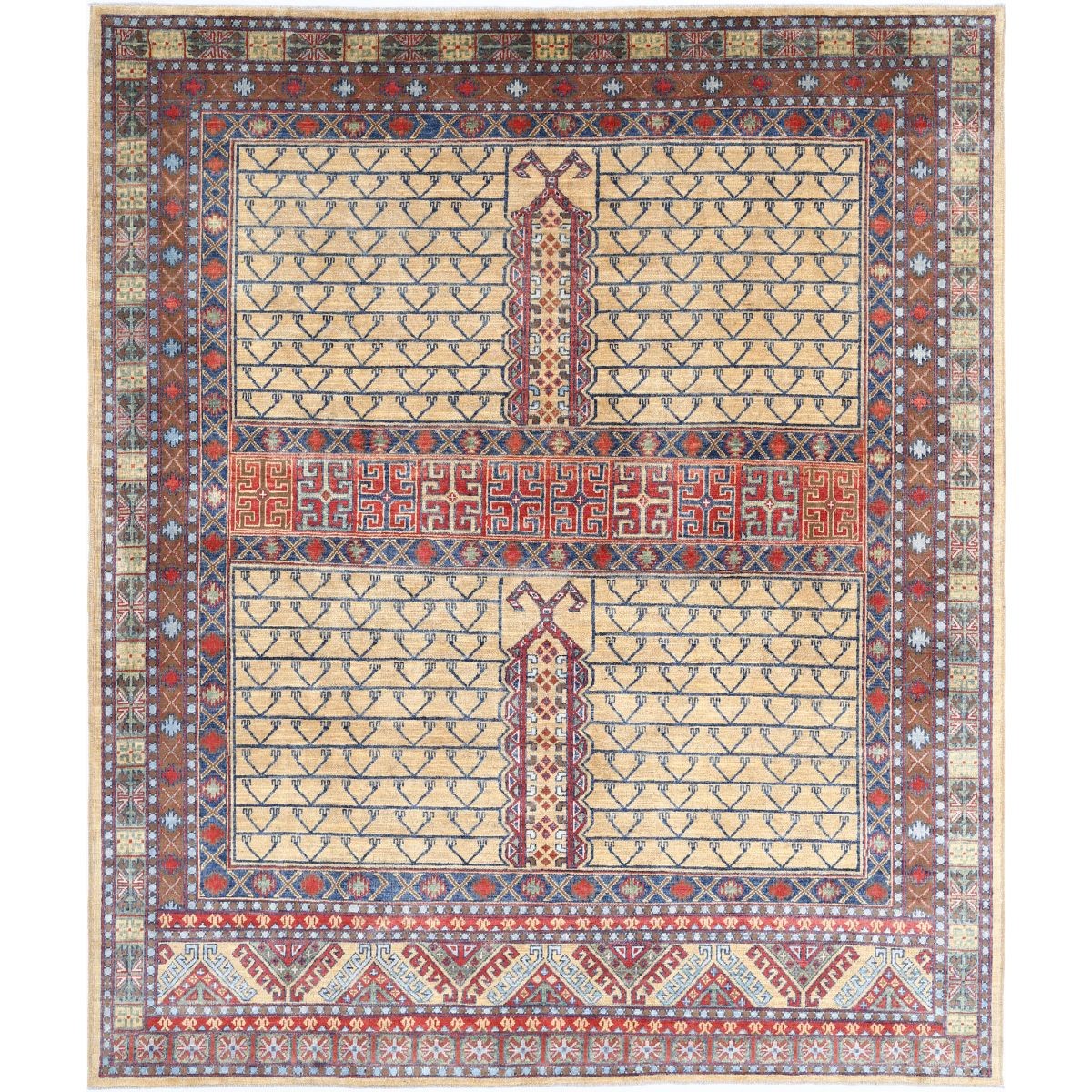 Revival 8x10 Handmade Double Knotted Washable Wool Rug - Colorful