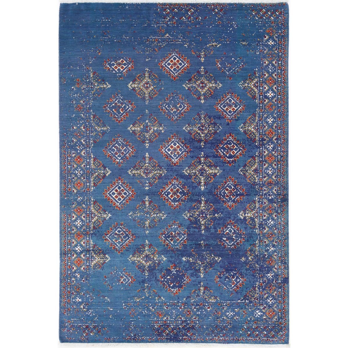 Ajrak 4x6 Powered-Loomed Washable Wool Rug - Colorful