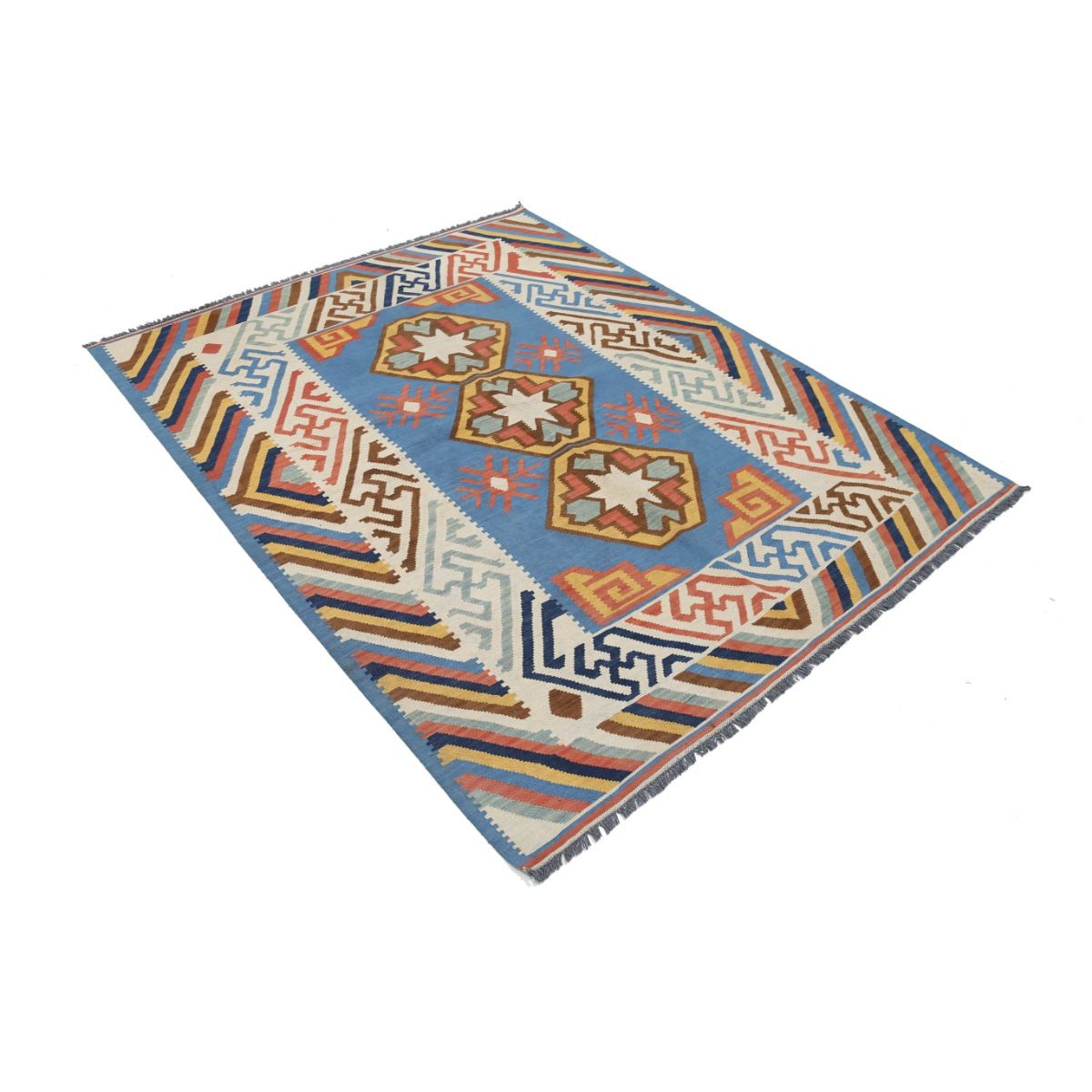 Kafkaas 5x7 Hand Woven Washable Wool Rug - Colorful