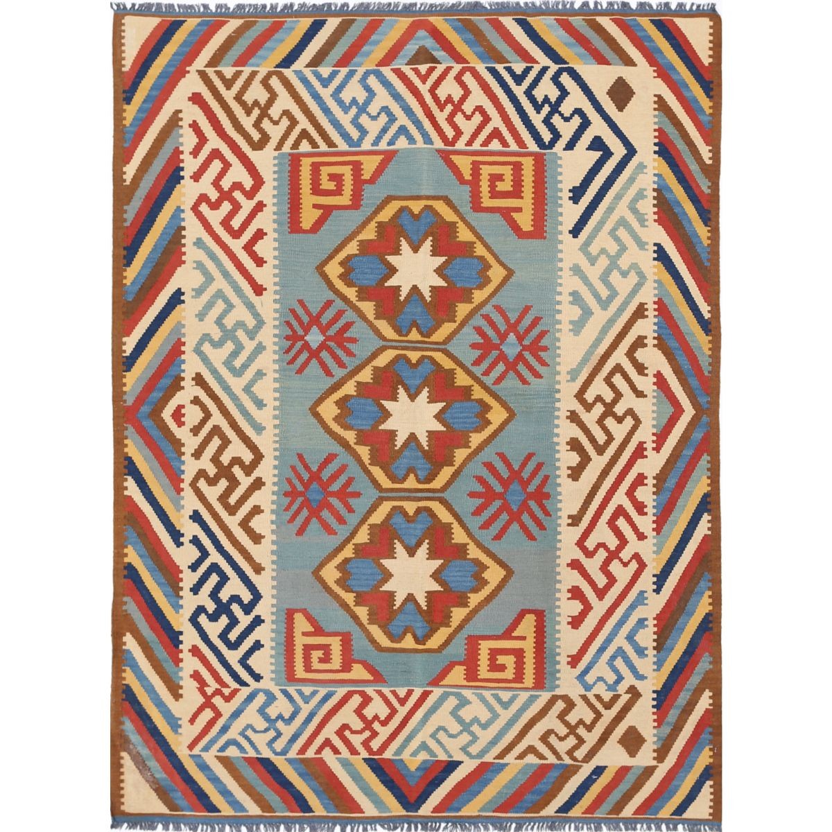 Kafkaas 5x7 Hand Woven Washable Wool Rug - Colorful