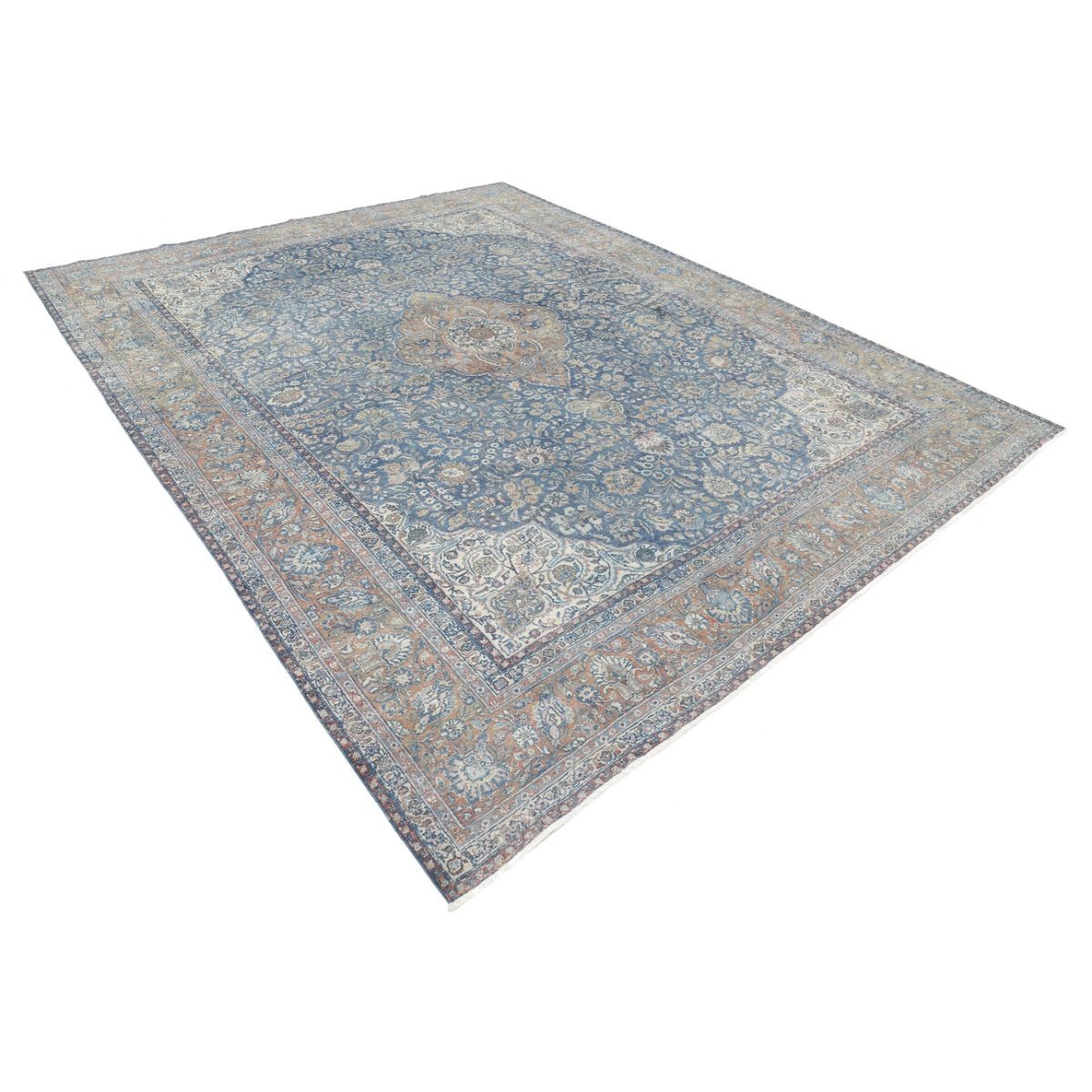 Vintage 9x11 Handmade Double Knotted Washable Wool Rug - Soft Hues