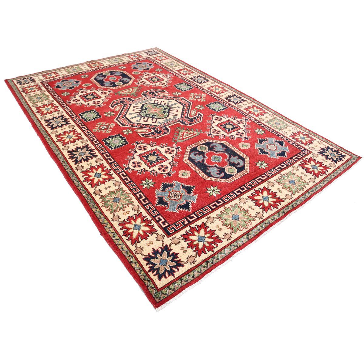 Kazak 7x10 Handmade Double Knotted Washable Wool Rug - Colorful