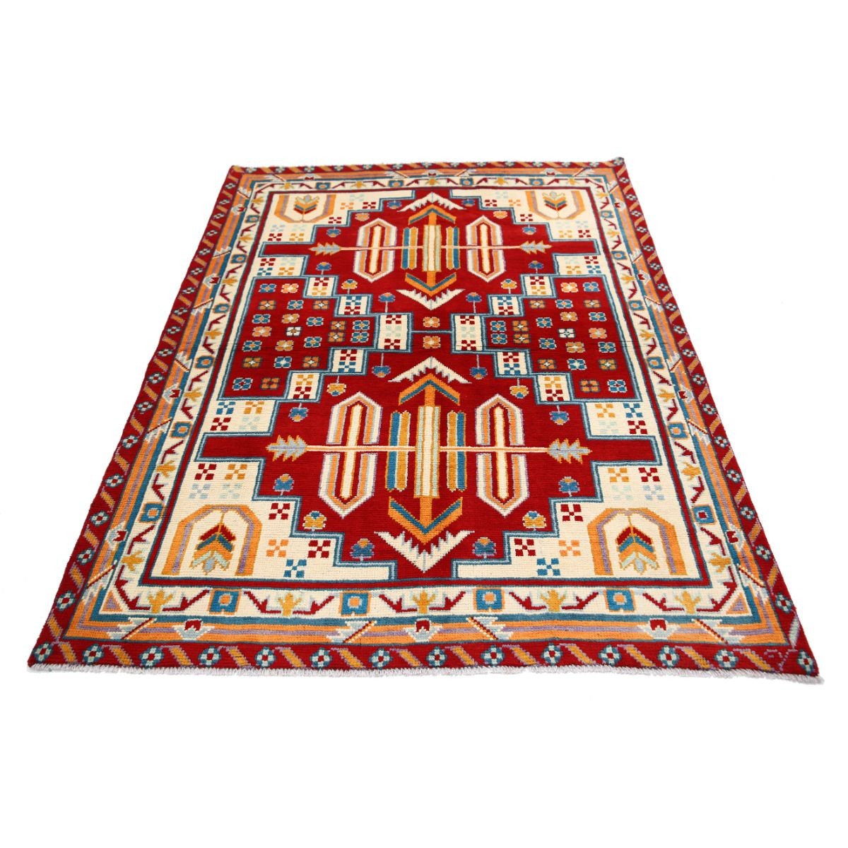 Revival 5x7 Handmade Double Knotted Washable Wool Rug - Colorful