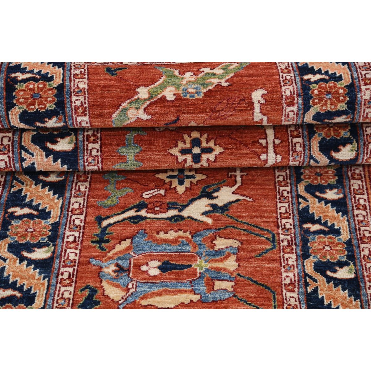 Heriz 3x10 Handmade Double Knotted Washable Wool Runner - Colorful