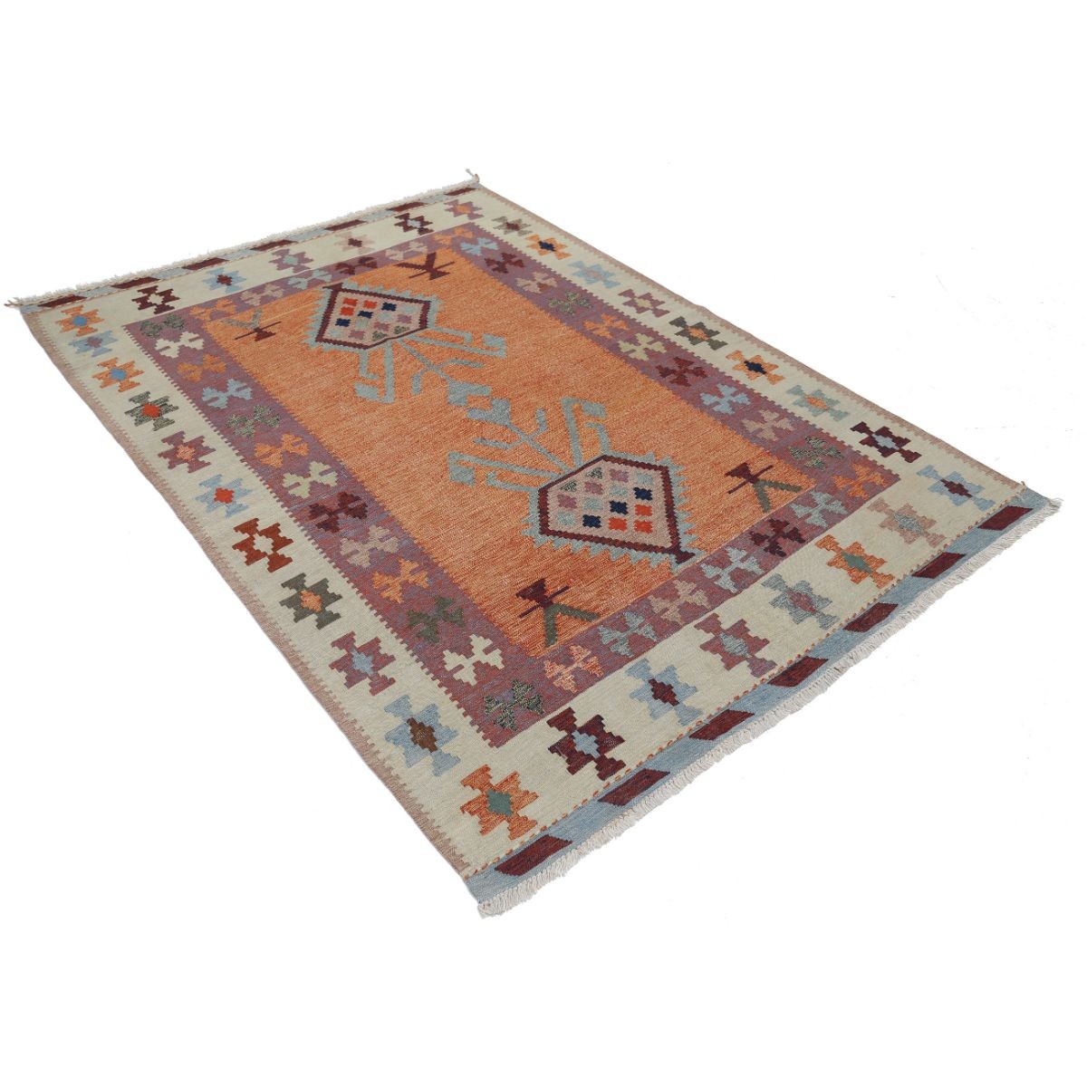 Kafkaas 5x7 Hand Woven Washable Wool Rug - Colorful