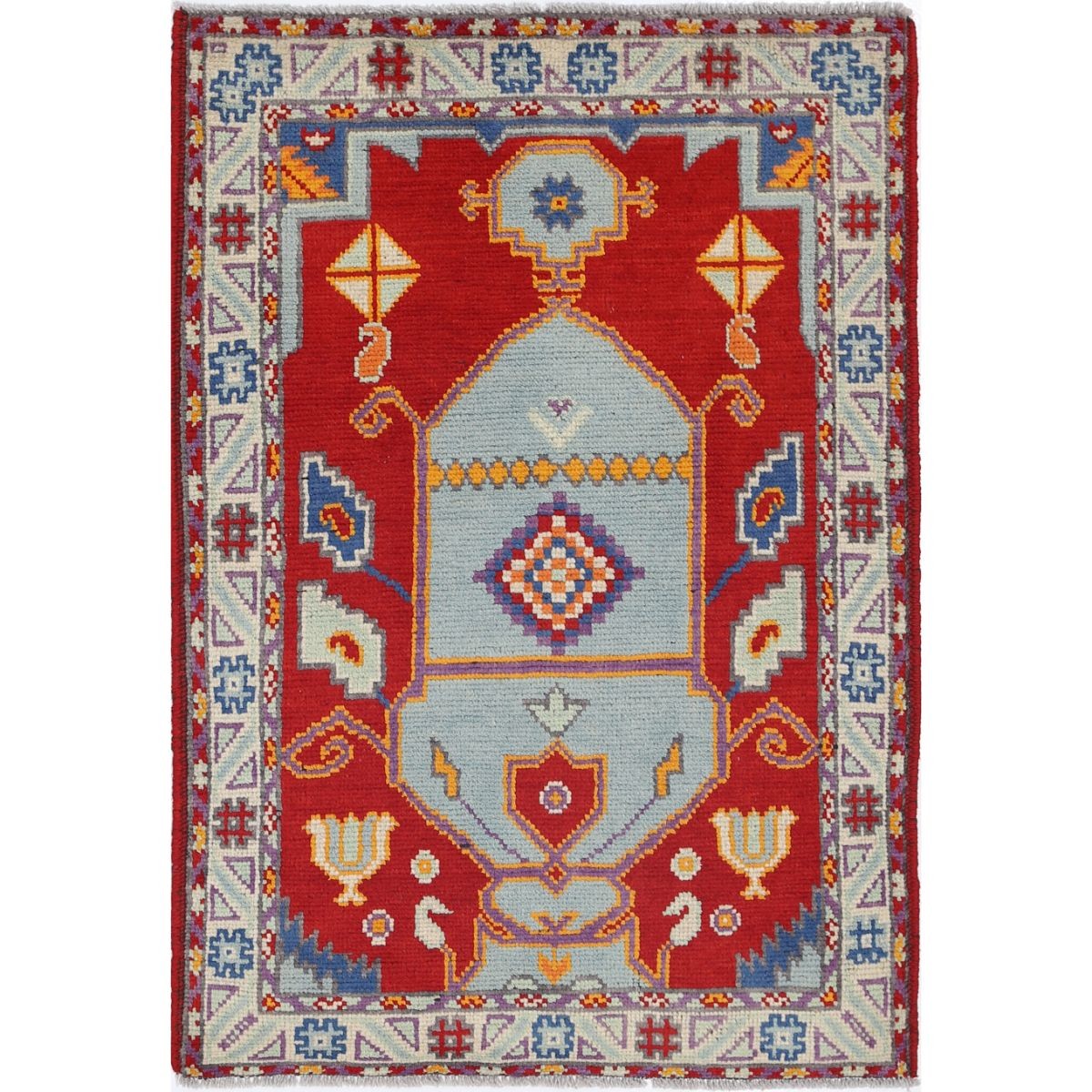 Revival 3x4 Handmade Double Knotted Washable Wool Rug - Colorful