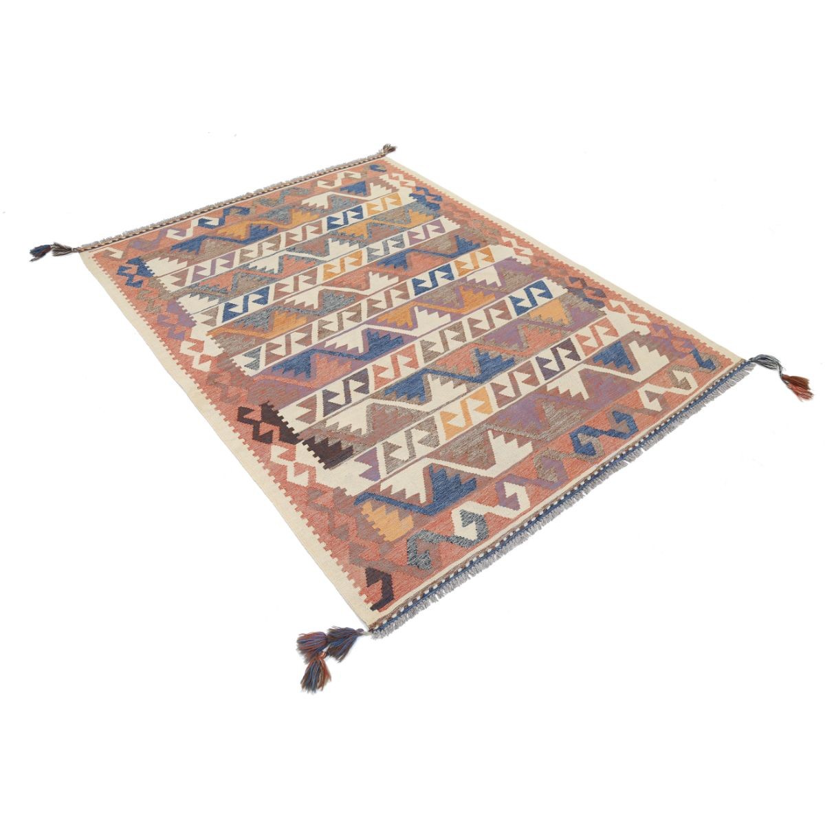Kafkaas 5x6 Hand Woven Washable Wool Rug - Colorful