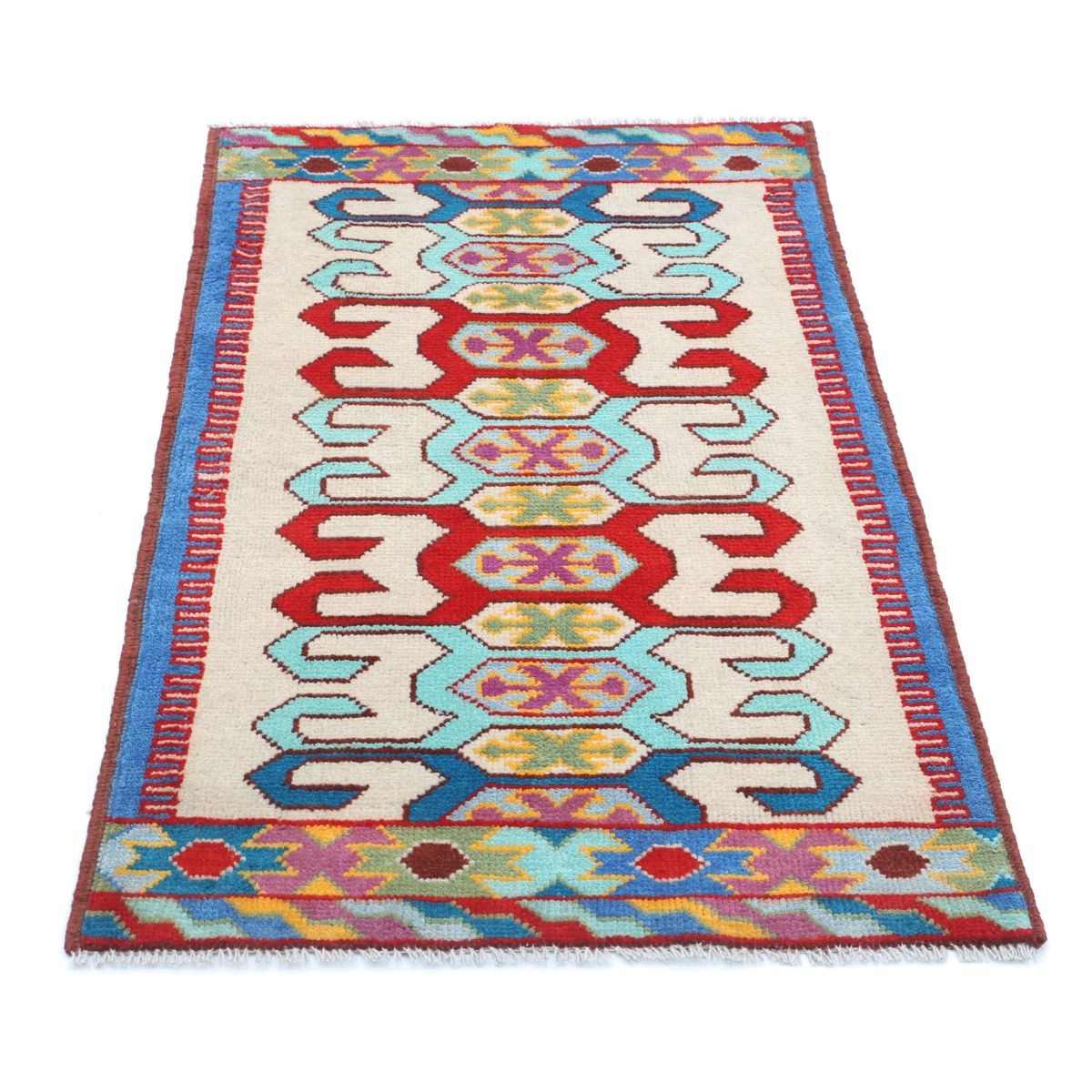 Revival 3x4 Handmade Double Knotted Washable Wool Rug - Colorful