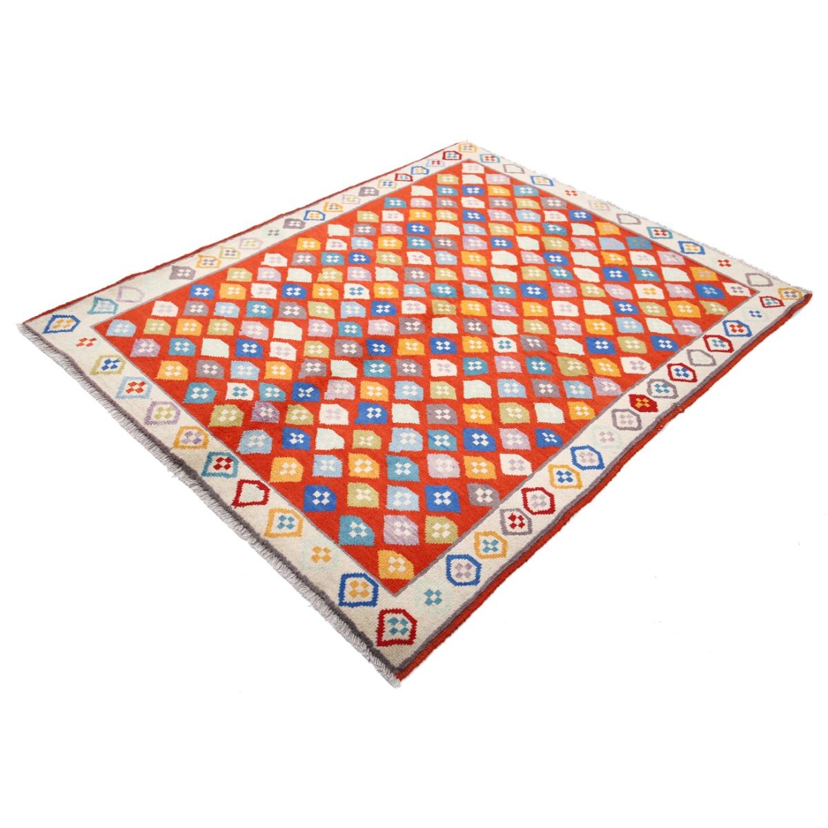 Revival 5x6 Handmade Double Knotted Washable Wool Rug - Colorful