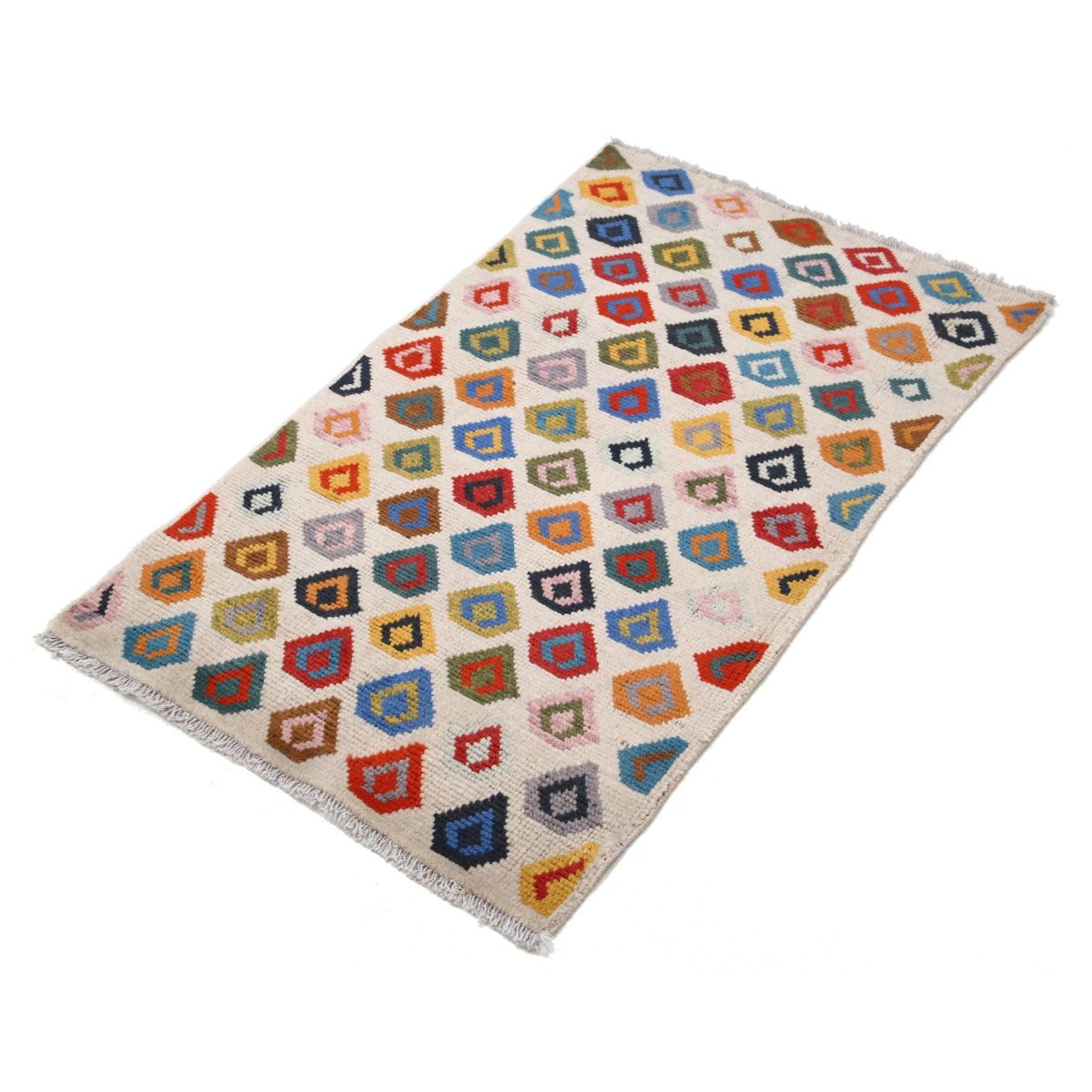 Revival 2x4 Handmade Double Knotted Washable Wool Rug - Colorful