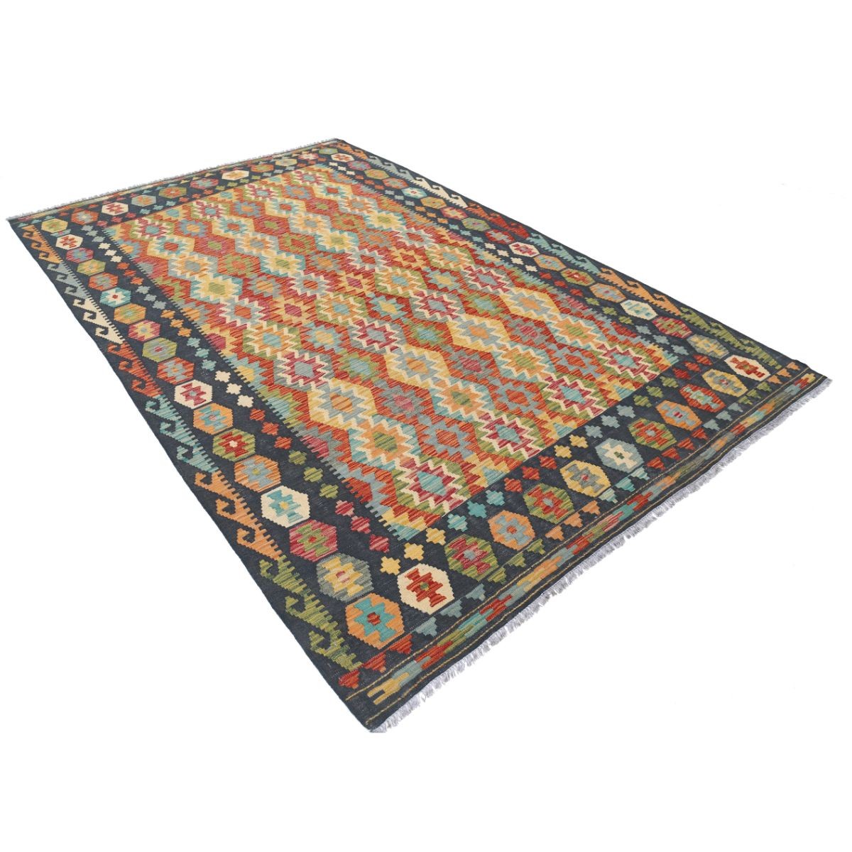 Maimana 7x10 Hand Woven Washable Wool Rug - Colorful